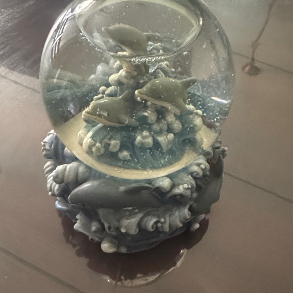 Dolphin Ocean Globe with Gray and Blue Accents